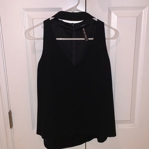 Black sleeveless top with choker style halter